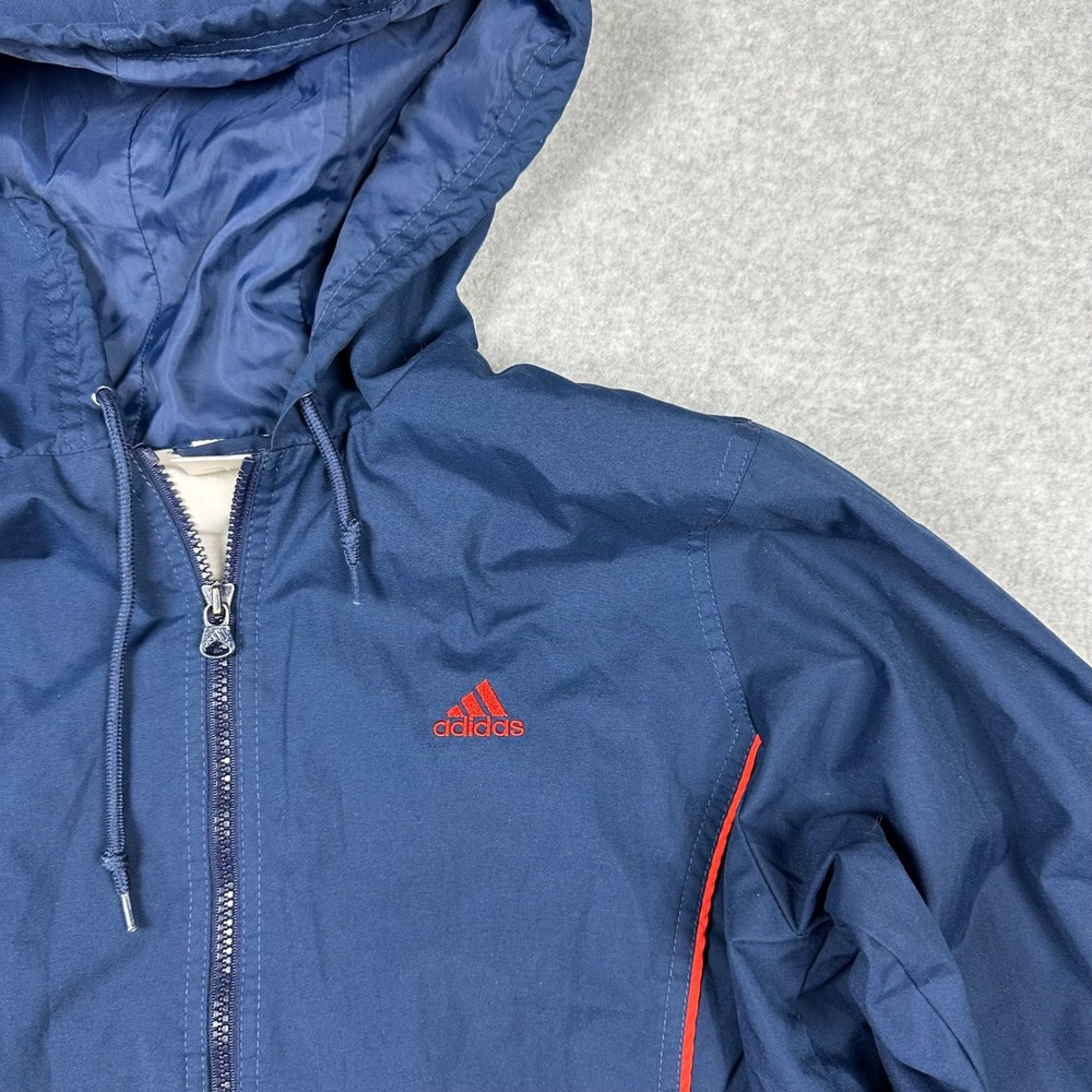 Adidas‎ Vintage 2002 Windbreaker Jacket Navy Blue Orange Mens Large AZF001